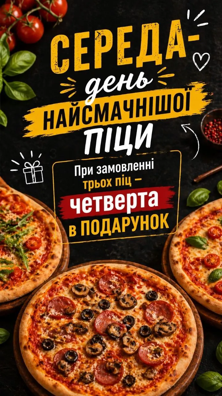 Піца 2+1=4 